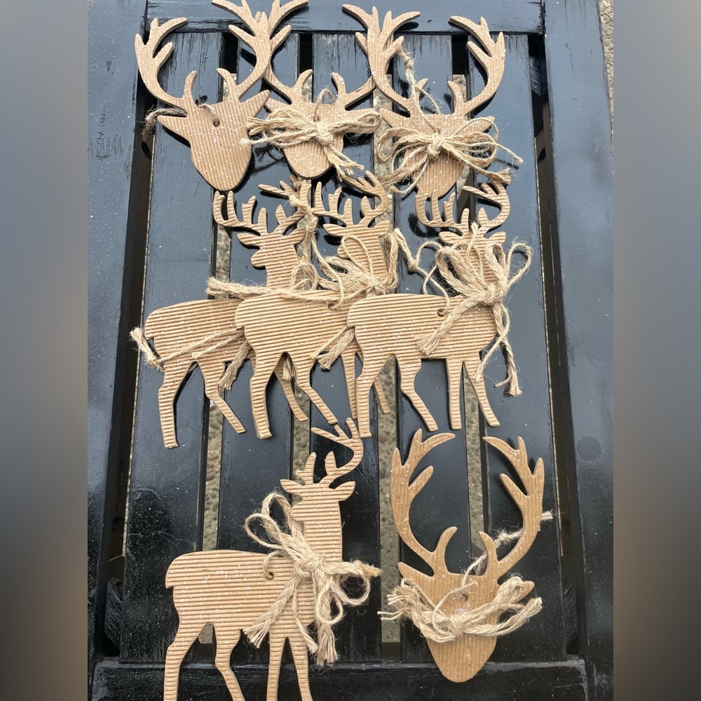 8 Bundle Lot Shimmer Hanging Deer and Deer Head Ornaments